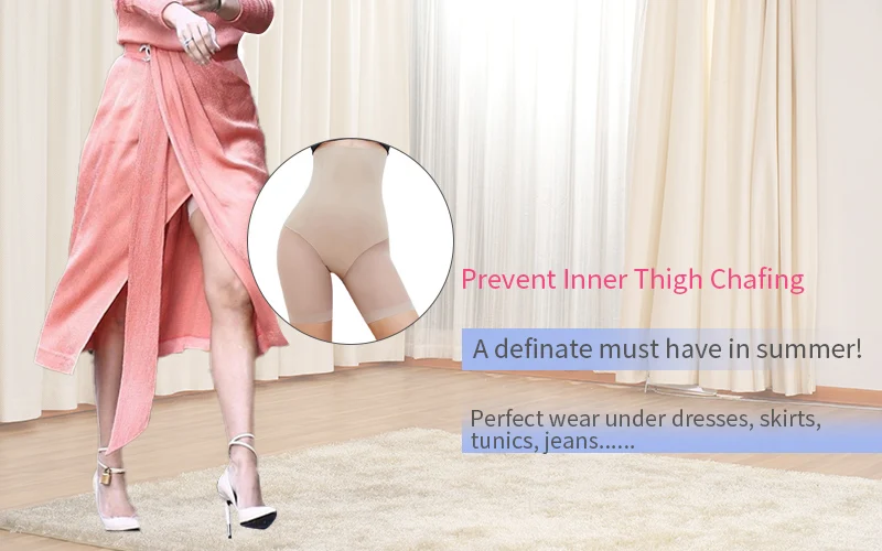 Women Seamless Plus Size High Waist Control Panties Shapewear Thigh Slimmer Body Shaper Smooth Slip Shorts under Skirt