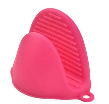 8PCute Anti-slip Silicone Heat Resistant Gloves Clips Insulation Non Stick Pot Bowel Holder Clip Cooking Baking Oven Mitts CM - Цвет: Rose Red