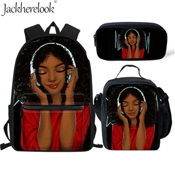 

Jackherelook Kindergarten School Bags Set African American Cute Black Girl Print Women Backpack School Bookbag Student For Girls
