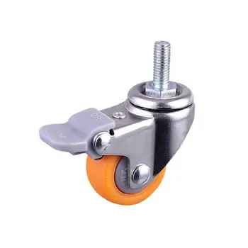 

1 inch Heavy Duty 120kg Orange Swivel Castor Wheels Trolley Ultra Quiet Nylon Castor Wheels Furniture Caster with Screw Brake