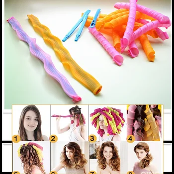 

20pcs/lot 65cm/25.6" Magic Spiral Plastic Manual Curlers Leverage curler hooks Former Spiral Styling Roller home/Salon DIY tool