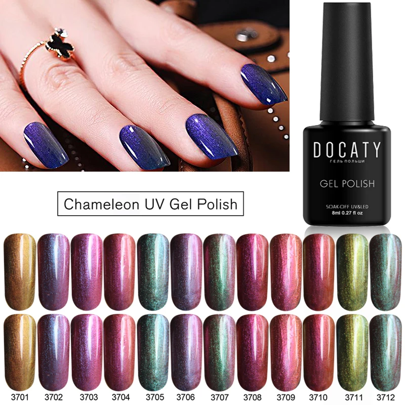 

Docaty Iridescent Flakies Chameleon Nail Polish Wonderworld Series Sequins Nail Art Lacquer Shiny Enamels for Nails Design