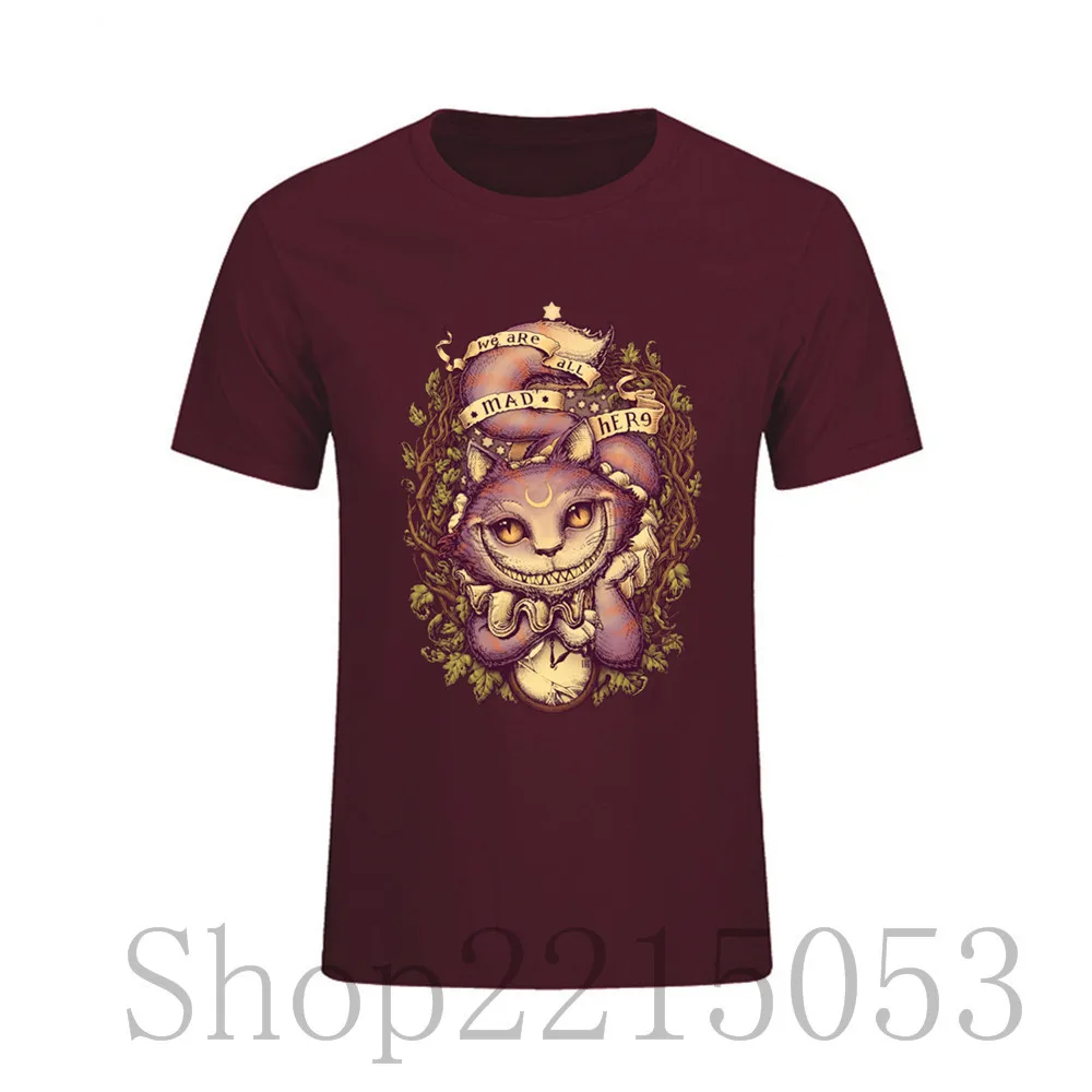Unisex Summer T-shirt we are all mad here Alice in Wonderland Cheshire Cat Raglan Short Sleeve Men T shirt fashion Tee Tshirt nk | Мужская