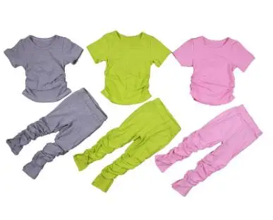 Hot Sale Outfit Tracksuit Pants Stacked Kids-Set Two-Piece-Set Open-Back Fitness Girls Slit Tops WGwgrJJLgmV