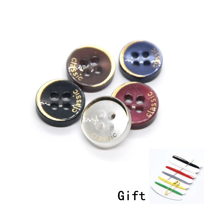 

9-11mm Small Shirt Button With letters Resin Colored Buttons For Clothing Decorative 4 Holes Sewing DIY Accessories Wholesale