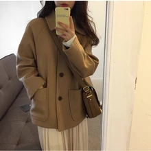 Зимнее женское пальто, элегантное,, отложной воротник, однобортное, длинный рукав, для девушек, куртки, одноцветное, повседневное, осеннее пальто