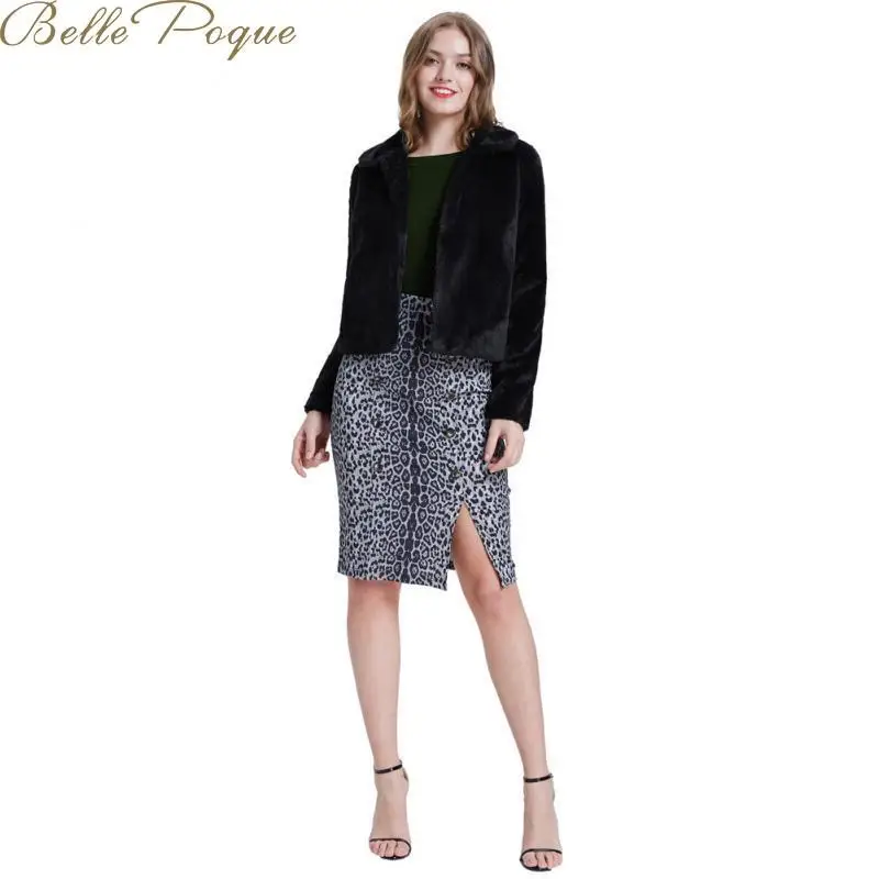 Belle Poque, короткое пальто для женщин, зимнее пальто из искусственного меха, элегантные толстые теплые Топы с длинным рукавом, черные лацканы, тонкая женская куртка