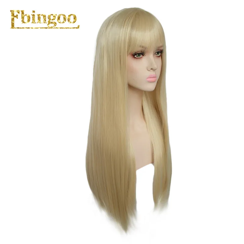 Ebingoo Hair cap+ белый высокотемпературное волокно Peruca Perruque натуральный прямой длинный синтетический парик с челкой для женщин