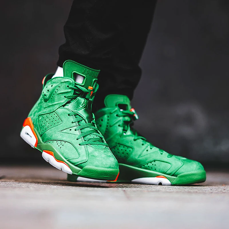 Air Jordan 6 Gatorade AJ6 зеленая замша Мужская баскетбольная обувь уличные кроссовки спортивная Дизайнерская обувь новая прогулочная обувь