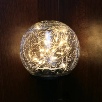 

New 20/30 LED solar light warm white Glass Cracked appearance design round Buried Light outdoor Lawn light for garden decoration