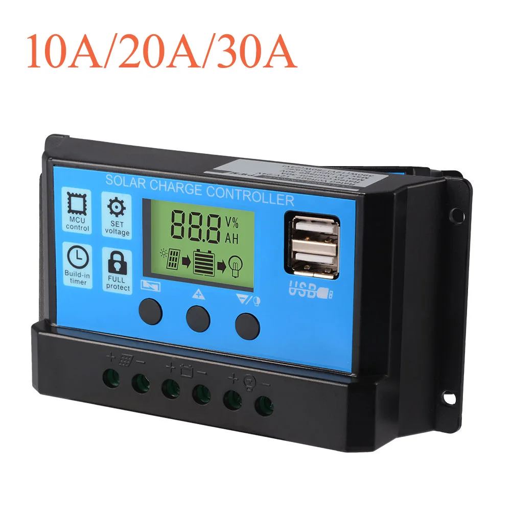 Солнечный контроллер регулятор заряда батареи 12 24V lcd PWM электрические принадлежности домашнее зарядное устройство