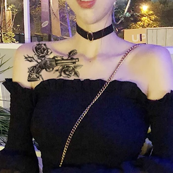 

Flower arm black and white sketch tattoo stickers