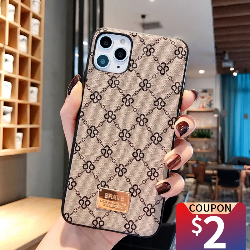 Luxury Brand Square Flower Hard Leather Soft Border Phone Case For Iphone X Xr Xs Max 7 8 6 6s S Plus 7plus 10 11 Pro Back Cover Mobile Phone Cases Covers Aliexpress