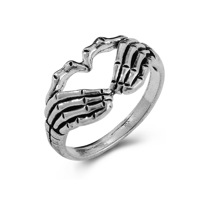 Silver Plated Angel Wings Ring for Womens Gothic Punk Steampunk Heart Butterfly Skull Ring Sets Party Jewelry 2021