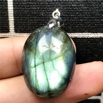 

Top Natural Yellow Light Labradorite Pendant Jewelry For Woman Lady Man Crystal Silver 26x17x10mm Moonstone Beads Stone AAAAA