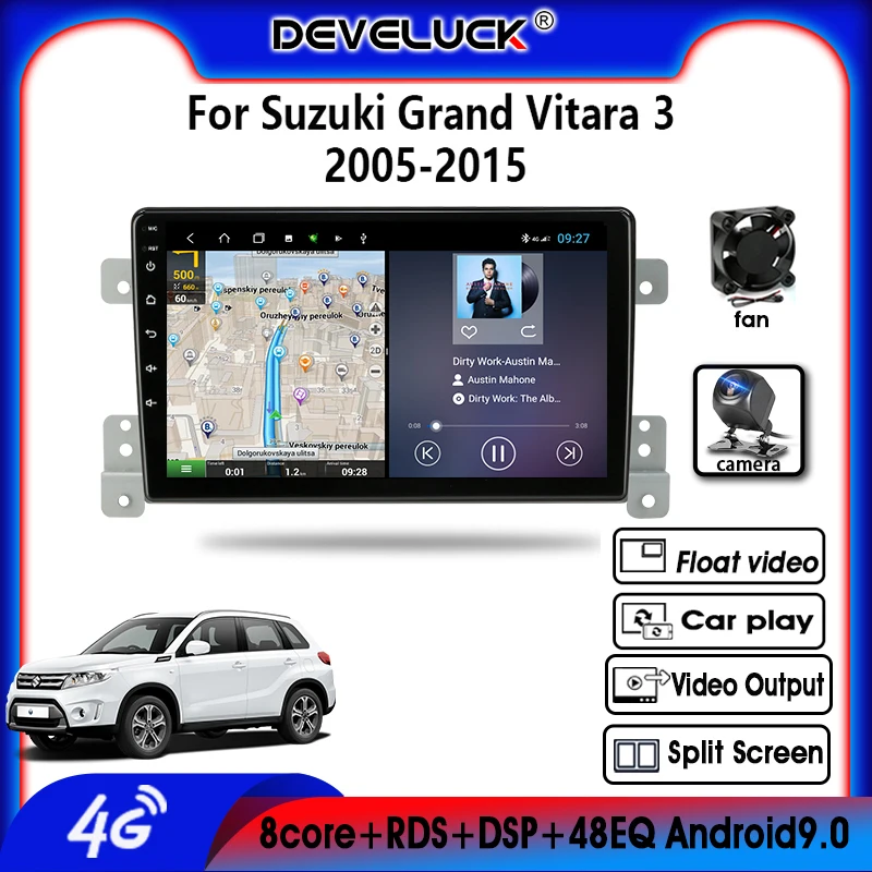 

Android9.0 GPS Navigation 2Din RDS DSP 4+64G Car Radio For Suzuki Grand Vitara 3 2005-2015 4G+WIFI Multimedia Video Split Screen