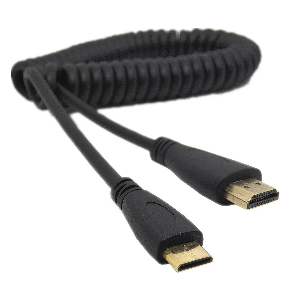 Переходник с HDMI на правый и левый Угол Mini Micro штекер растягивающийся пружинный