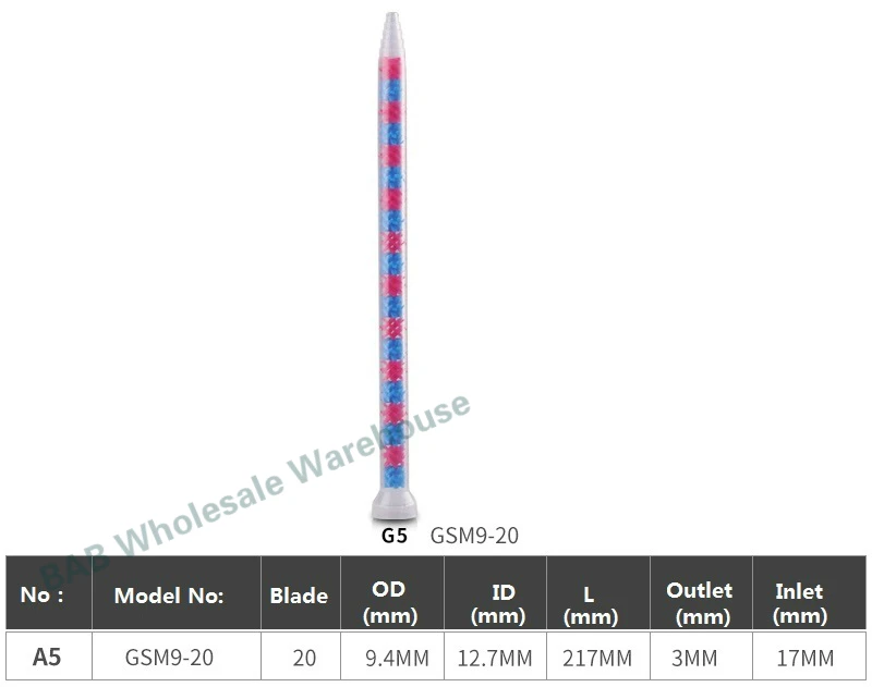10 шт./лот GSM9-20 эпоксидной смолы смесительная трубка для автоматический диспенсер для клея, паяльной пасты машина для наполнения AB Клей статический смешивая пробирочный смеситель