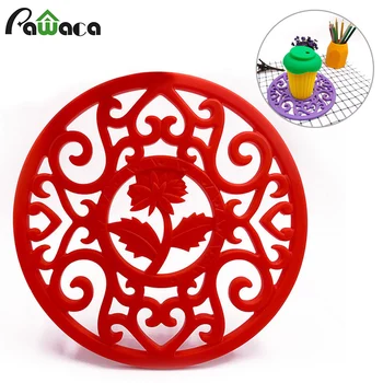 

Silicone Carved Trivets Mats Tea Coffee Pads Insulated Flexible Non Slip Coasters Hot Pads Kitchen Decorative Round Placemats
