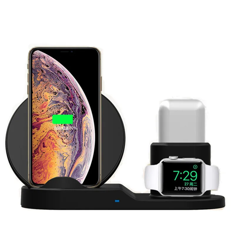 

Qi Wireless Charger 10W Fast Charger Dock Station For Airpods iPhone Samasung S10 Quick Charge Stand For iWatch 4 3 2 1Charger