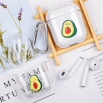 

For Apple Airpods 2 1 Case Transparent Earphone Cute Hard PC Cover For Airpods 2 1 Case Accessories Headphone Avocado Coque Bag