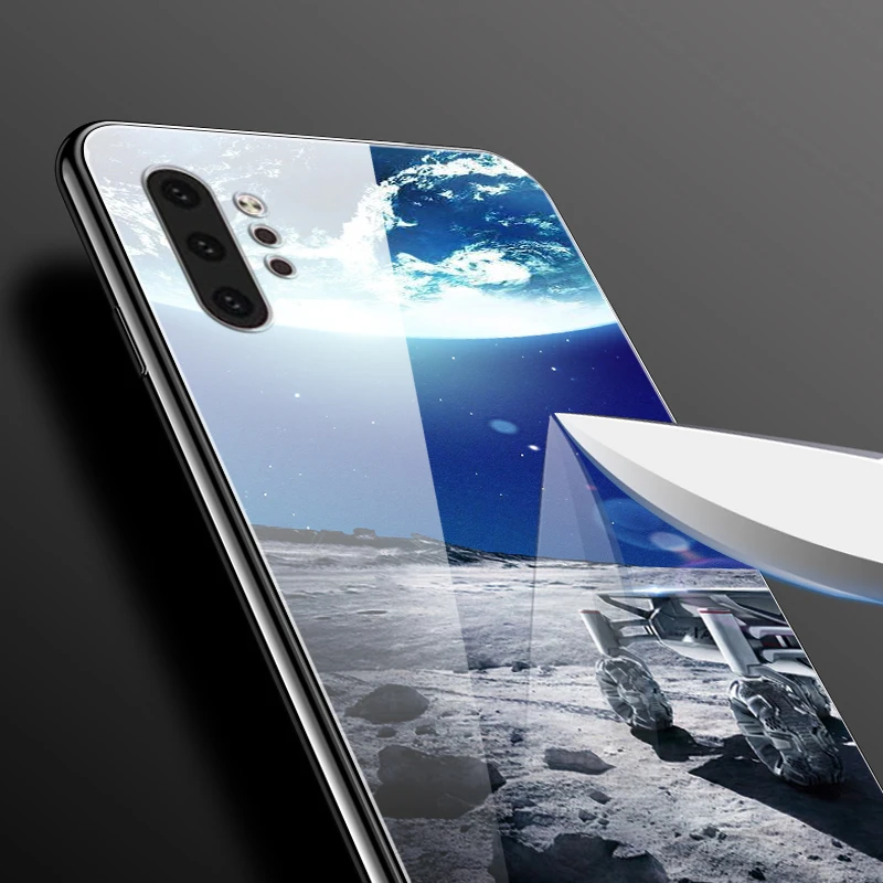 Для samsung Note 10 чехол из закаленного стекла, Жесткий Чехол для телефона, чехол для samsung Galaxy Note 10 Plus TPU бампер, Космический Note10 Pro