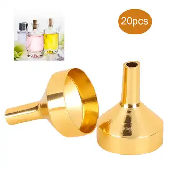 

20Pcs Small Mouth Aluminum Funnel Cosmetics Perfume Funnel Separating Mini Funnel Silver Golden Color Portable Makeup Tool