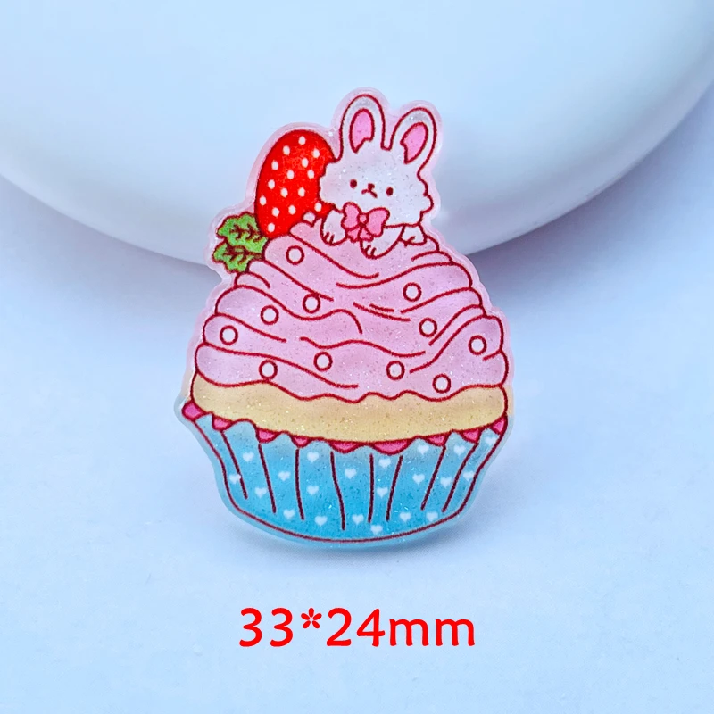 10 / 20 PCS New Cartoon Kawaii Doughnuts, Rabbits, Ice Cream, Acrylic Flat DIY Crafts, Mobile Phone Decoration Accessories B21