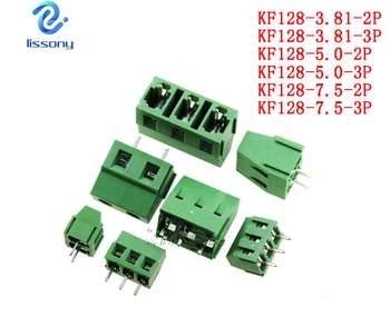 

100PCS 2.54 3.81 5.0 7.5 2Pin 3Pin PCB Screw Connecting Terminal Block Connectors 300V 10A KF128-2P KF128-3P Plug-in 5.0MM Green