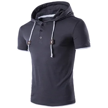 

2020 New style summer high quality men solid color Cotton short sleeve T-shirt gray red An