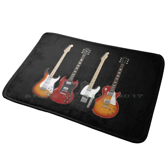 Four Electric Guitars Entrance Door Mat Bath Mat Rug Ocean Vacation Home On Rent Home To Rent Rental House Beach House Rental