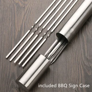 

30PC 304 Stainless Steel Barbecue Sign With Sign Case Home Barbecue Sign Lamb Skewers Skewers Sign Barbecue Iron Tool Utensils