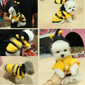 

XS Pet Fleece Hoodies Dog Warm Clothes Yellow Bee Halloween Costume Kitten Cat Teddy Hiromi Rabbit Costume Ropa De Perrito