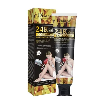 

24k Gold Collagen Hair removal Cream Hair Growth Inhibitor Cream for Beard Bikini Intimate Legs Body Armpit Painless 100ml