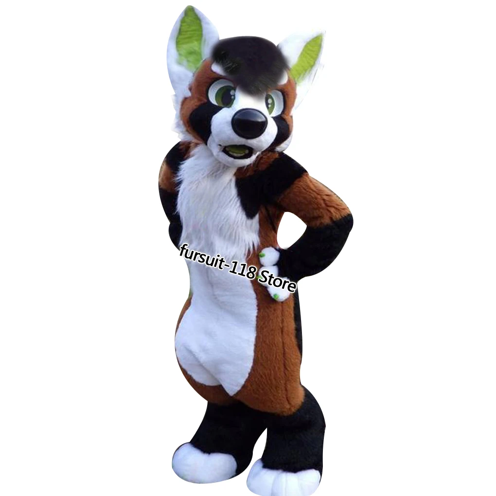 Костюм-талисман Fursuit с длинной шерстью хаски собакой лисой волком костюм из меха