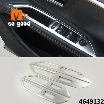 

2017 2018 For Peugeot 3008 GT 2 2nd ABS Chrome Window Switch Cover Window Control Panel Trim Stainless Steel Styling Accessories