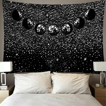 

AU Tapestry Wall Hanging Polyester Lion Moon Pattern Blanket Tapestry Home Decor Starry Print Tapestry