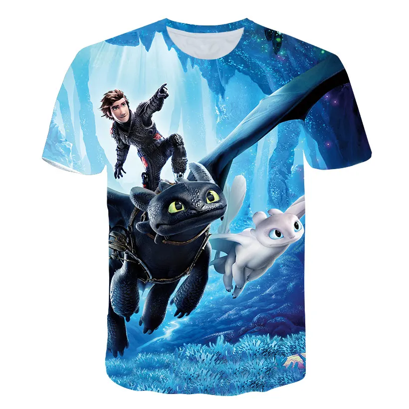 Летняя футболка для мальчиков детская футболка «Как приручить дракона 3» футболка с 3D принтом для девочек, топы с рисунками, футболки, детская одежда - Цвет: TX-1785-1