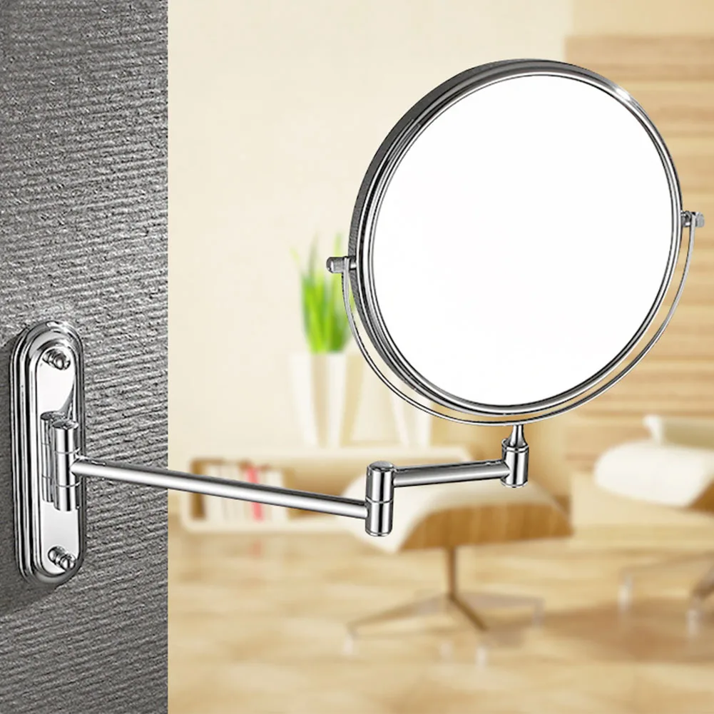

Shaving Bathroom Double Sided Round Wall Mount Makeup Mirror Folding Decorative Home 10X Magnifying Space Saving Easy Install