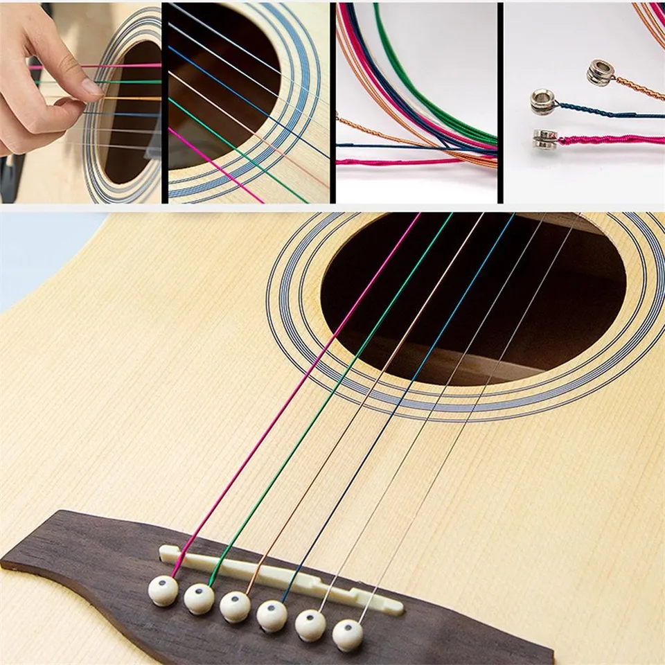 Rainbow Acoustic Guitar Strings - 6pcs Acoustic Guitar Strings Rainbow Colorful Guitar Strings Stainless Acoustic Folk Guitar Classic Guitar Multi Color Alloy Y3 Guitar Parts Accessories Aliexpress