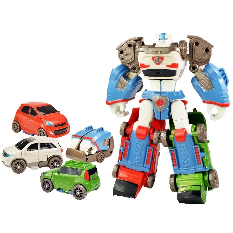 

New Car Robot Toys Black Tobot 4 In 1 Transformation Robot 4 Car Merge Deformation Model Collectible Toys Kid Christmas Gifts