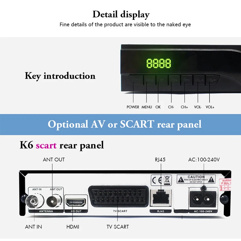 Новый H265 DVB T2 цифрового вещания ТВ коробка Dvb наземного приемник с HDMI Scart Dolby Ac3 H.265