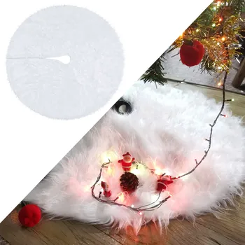 

Snow Plush Christmas Tree Skirts Cloth Base Floor Mat Cover Xmas Party Decoration Floor Mat Cover Ornaments Slipcover Decor