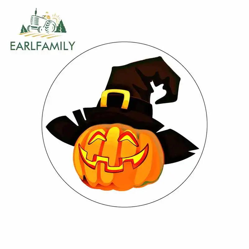 

EARLFAMILY 13cm x 12.9cm for Halloween Pumpkin Scary Spooky Car Stickers Vinyl Trunk RV VAN 3D JDM Car Accessories Comic Logo