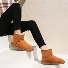 Женские сапоги из натуральной коровьей кожи; зимняя обувь; Теплая обувь с плюшевой подкладкой; классические сапожки для девочек на платформе