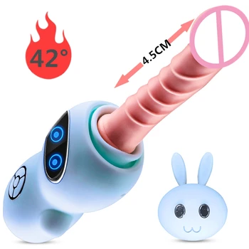 Buy 4.5CM Telescopic Dildo Vibrator Mini Sex Gun Machine Realistic Penis Dong Automatic Heating Dildo Gun G Spot Vibrating Sex Toys