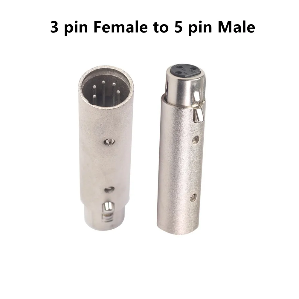 3Pin XLR To 5Pin DMX Metal Cased Converter Audio Lighting Adapter 3 Pin Male To 5 Pin Female 3 Pin Female To 5 Pin Male Connect