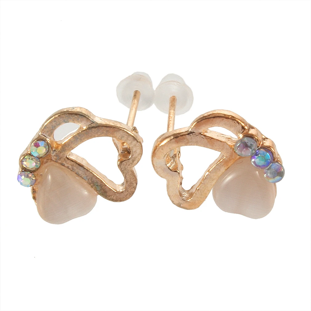 Модные милые серьги-гвоздики в форме сердца с кристаллами Женские Ювелирные