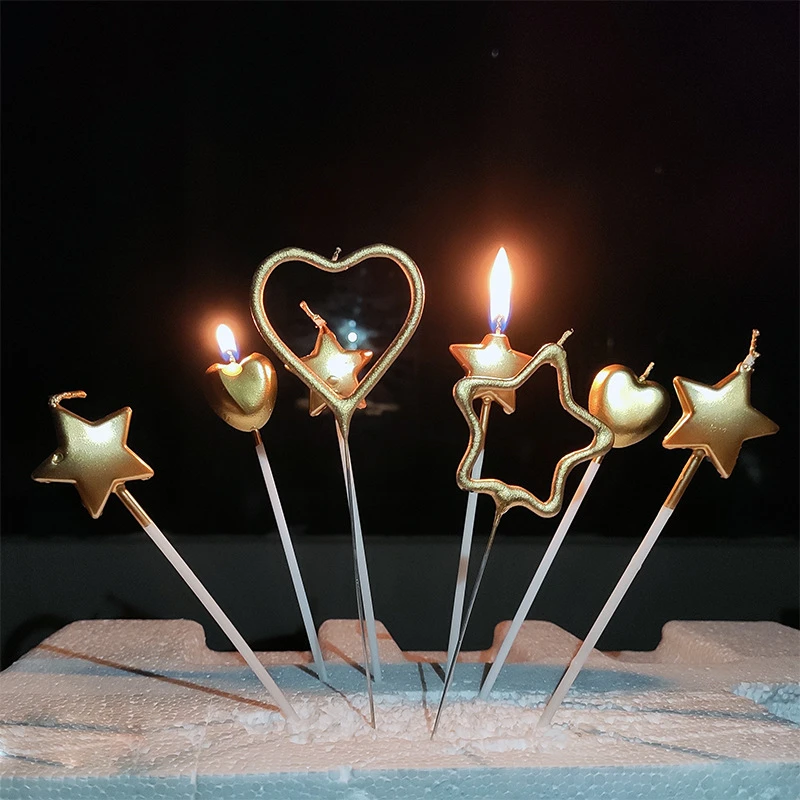 Wonderlife Bougie Joyeux Anniversaire Romantique Chapeau De Gateau Raye Cœur Etoile Fournitures De Decoration Creatives Pour Fete 10 Pieces Aliexpress