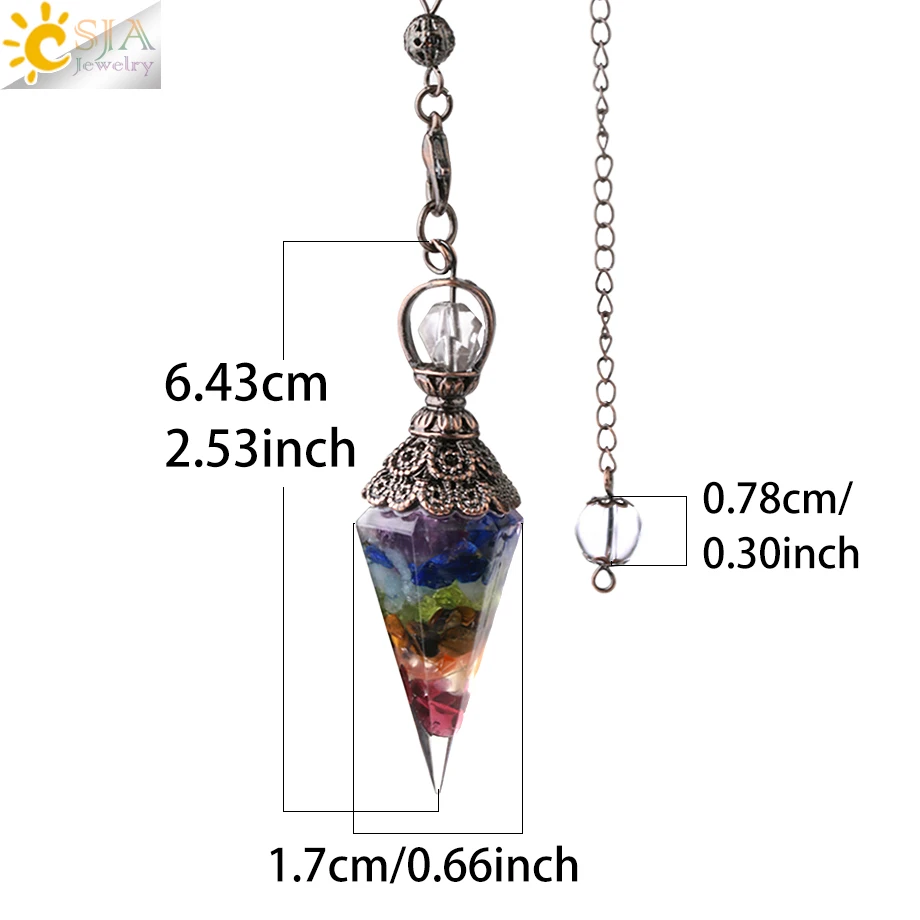 Csja 7 Chakra Healing Kristallen Slinger Voor Wichelroedelopen Waarzeggerij Quartz Natuursteen Slingers Antieke Reiki Hanger natuursteen hanger pendel spiritueel edelsteen hanger edelstenen sieraden pendels G854